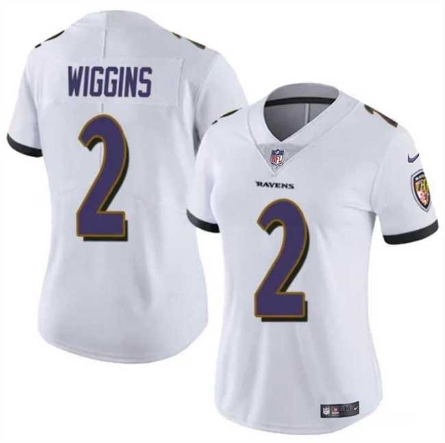 Women%27s Baltimore Ravens #2 Nate Wiggins White 2024 Draft Jersey Dzhi